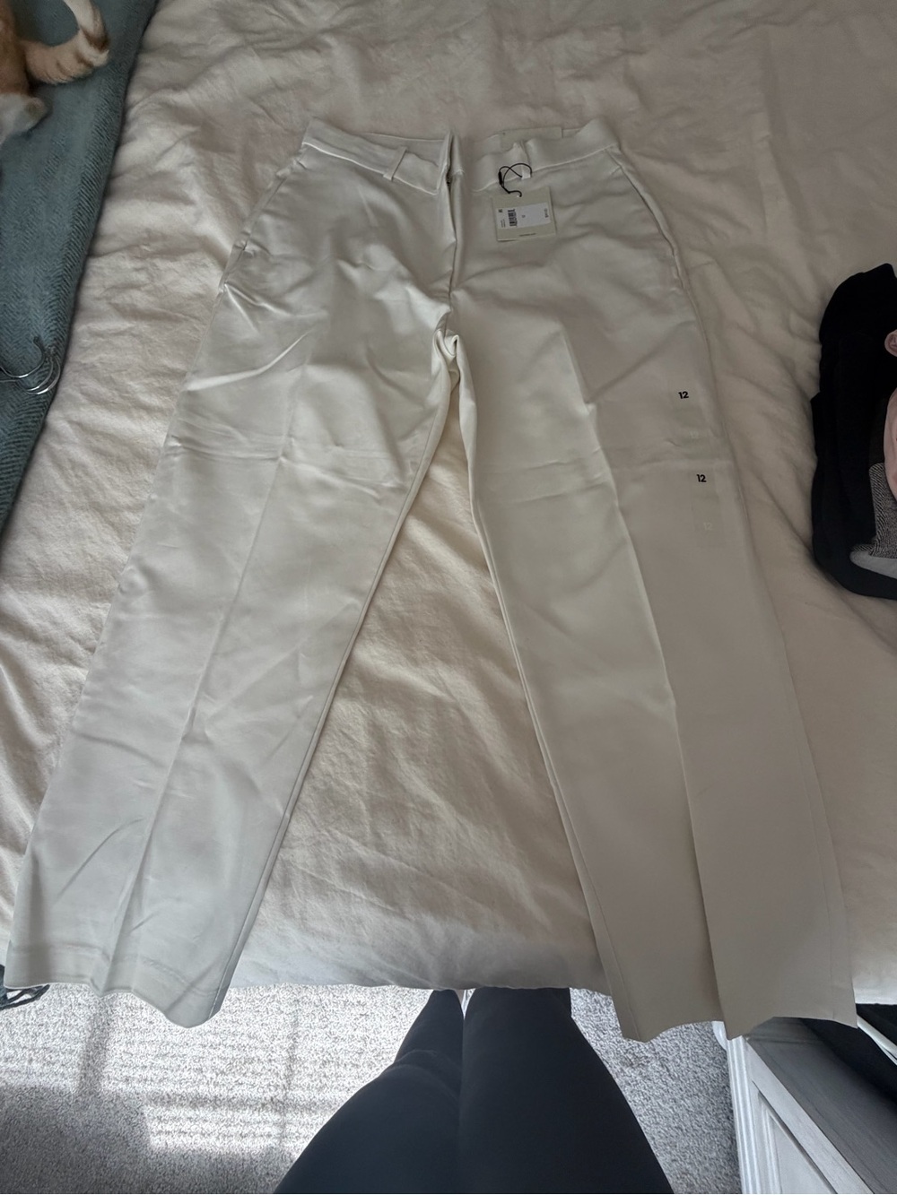 Calvin Klein White Cropped Wide-Leg Trousers NWT